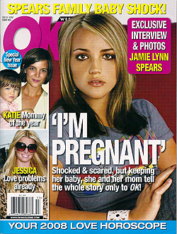 Illustration for article titled This Week In Tabloids: Jamie Lynn Is With Child, Brad's A Babysitter, Brit's Tots Inhale